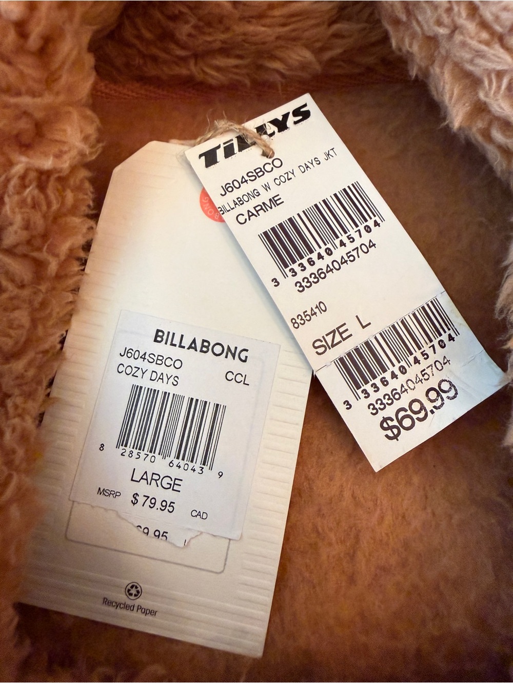 New Billabong Cozy Teddy Fleece Jacket in Camel - Picture 12 of 14